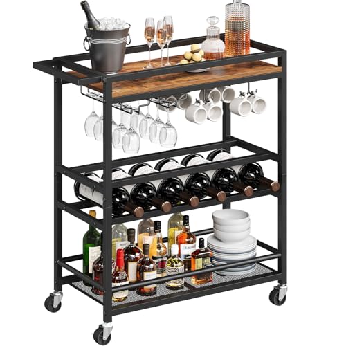 3-Tier Drinks Trolley with Drink Rack