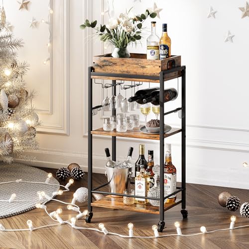 Triple-Tiered Portable Bar Trolley
