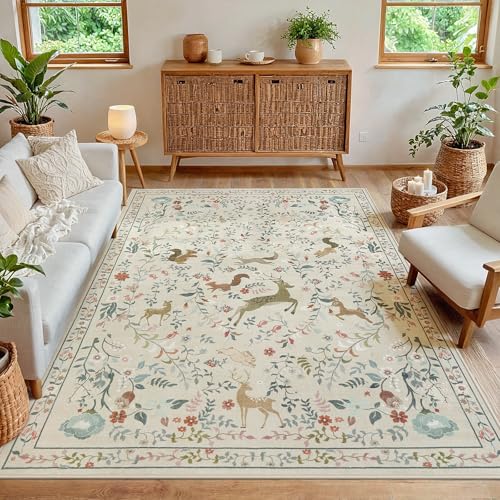 Whimsical Nursery Rug with Animal Prints