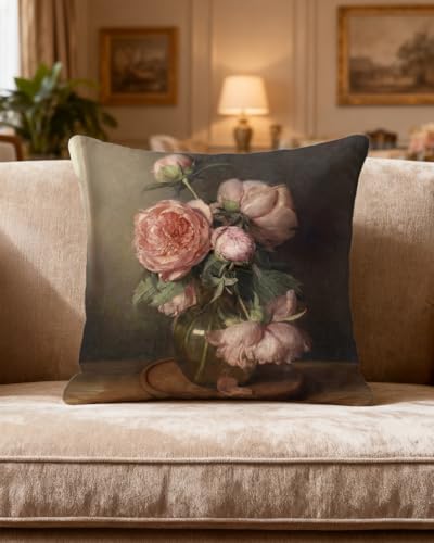 Antique-Style Floral Accent Pillow