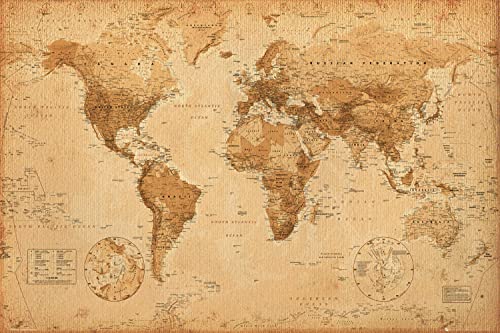 Antique World Map Poster