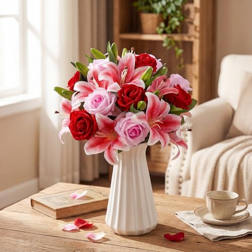 Artificial Roses and Lilies Bouquet