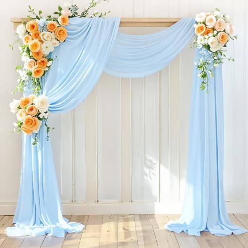 Baby Blue Chiffon Fabric Drapes