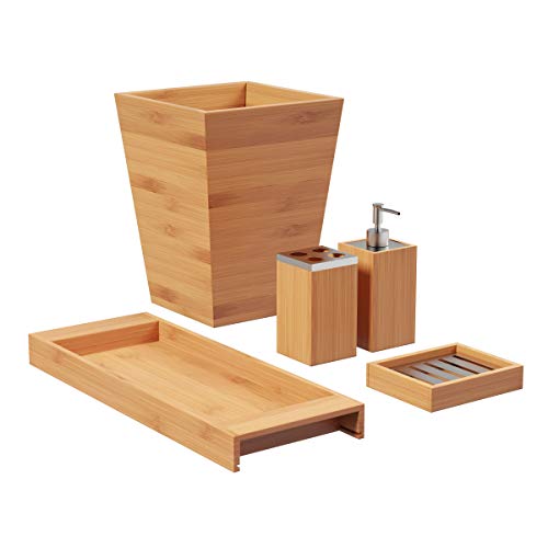Bamboo Bathroom Accessories Set