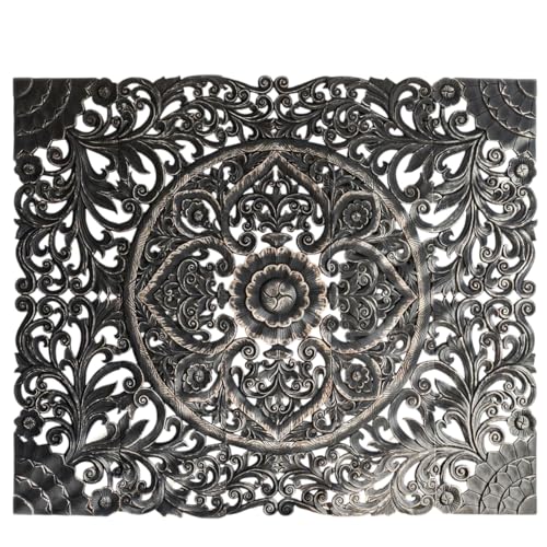 Ornate Ebony Carved Headboard