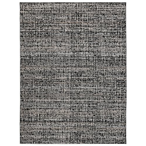 Decorative Black Area Rug with Geometric Patterns