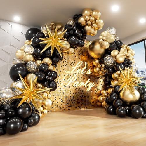 Black and Gold Balloon Garland Kit
