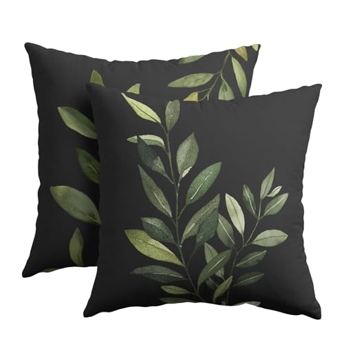 Black and Green Decorative Pillow Covers