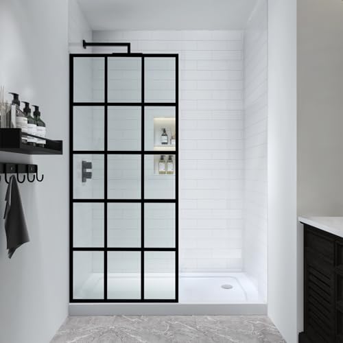 Black Grid Shower Screen