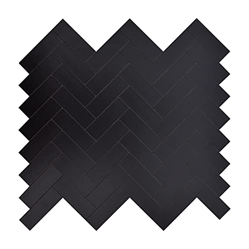 Black Herringbone Pattern Floor Tiles