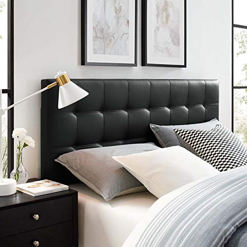 Modern Ebony Leather Headboard