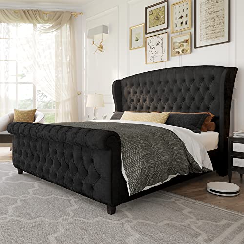 Ebony Sleigh Bed Frame