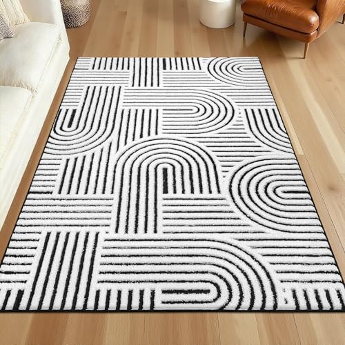 Black and White Geometric Nursery Floor Covering