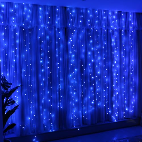 Blue Curtain String Lights