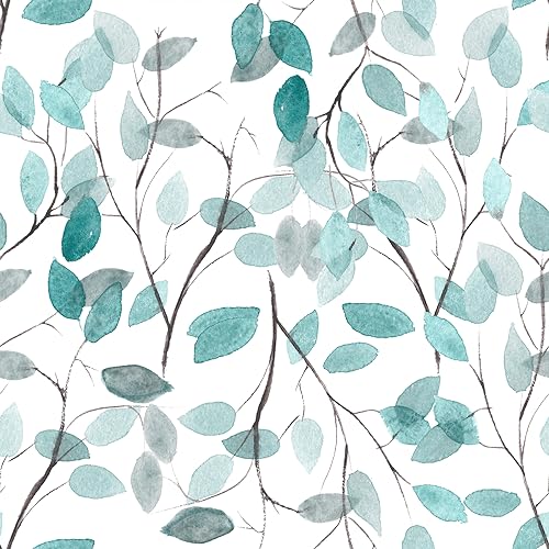 Azure and Verdant Foliage Motif Wallpaper