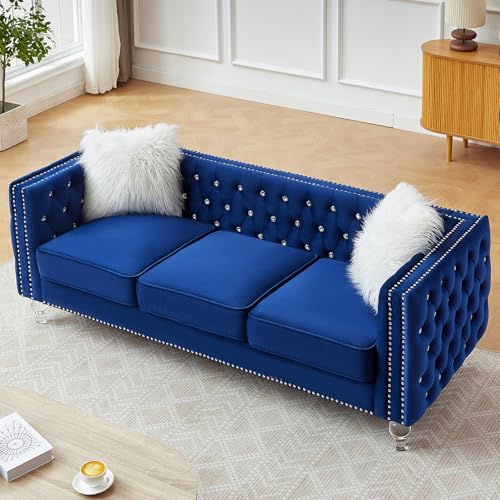 Vintage-Style Azure Velvet Seating