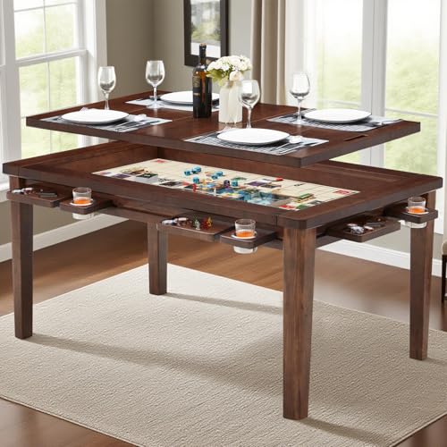 Board Game Table with Drink Holders