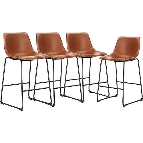 Brown Leather Bar Stools
