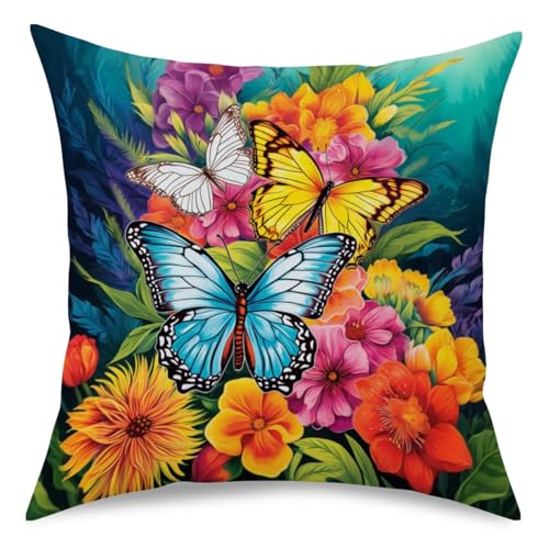 Vibrant Butterfly Motif Pillow Covers
