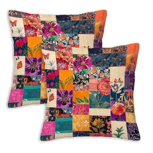 Colorful Patchwork Throw Pillow Covers
