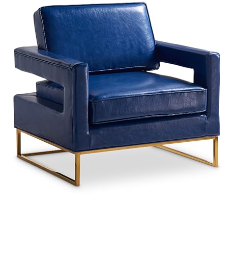 Contemporary Navy Blue Leather Accent Chair