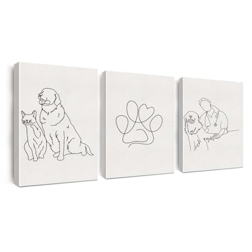 Continuous Line Animal Wall Art Print Set