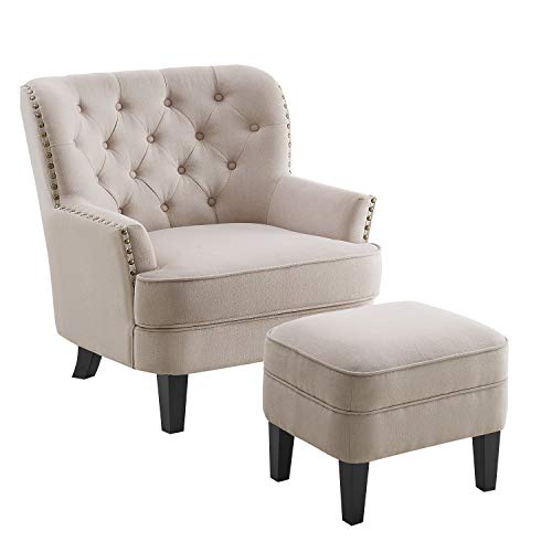 Cream Upholstered Tufted Accent Chair