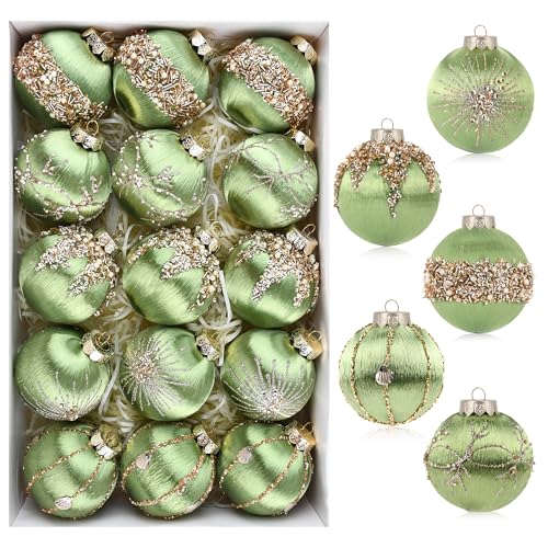 Cyan and Chartreuse Christmas Ornaments Set