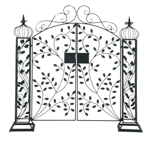 Metal Garden Gate with Floral Cut-Outs