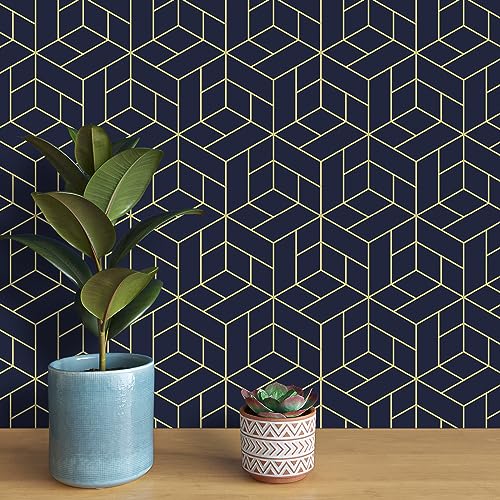 Deep Navy Geometric Wallpaper
