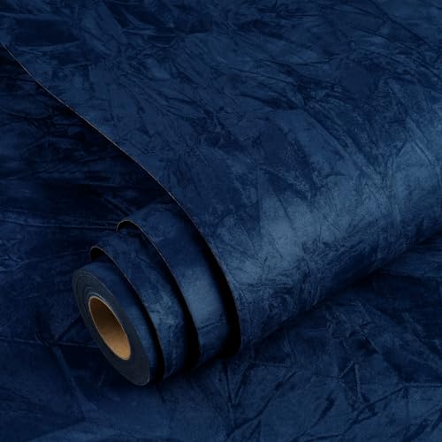 Embossed Navy Wallcovering
