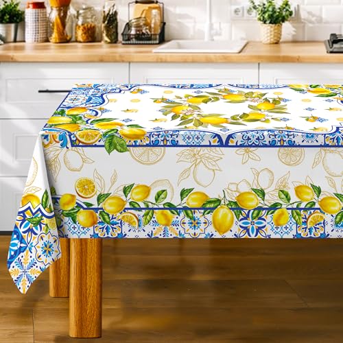 Floral and Lemon Patterned Tablecloth