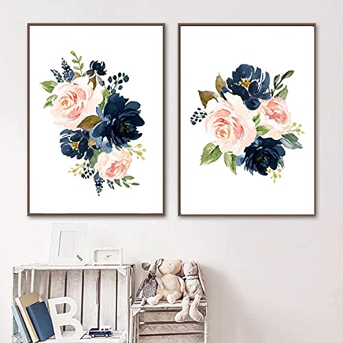 Botanical Navy and Rose Art Set