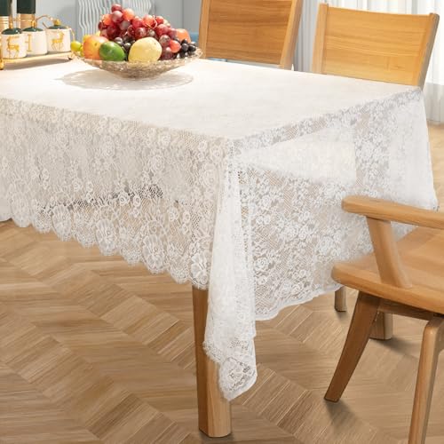 Floral Tablecloth with Lace Trim