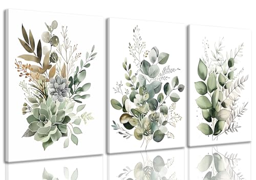 Set of Sage Green Framed Leaf Prints