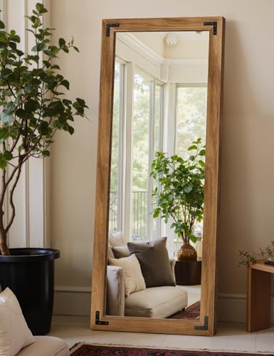 Full-Length Wall Mirror with Wooden Frame