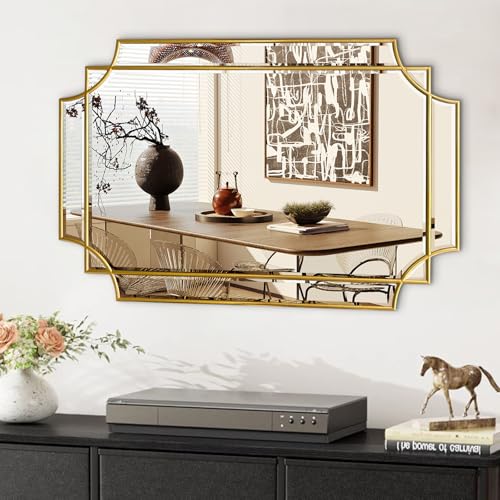 Geometric Gold Framed Wall Mirror
