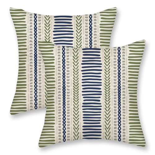 Azure and Verdant Geometric Toss Cushions