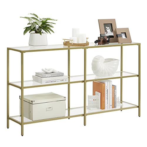 Sleek Glass Console Table with Metal Base