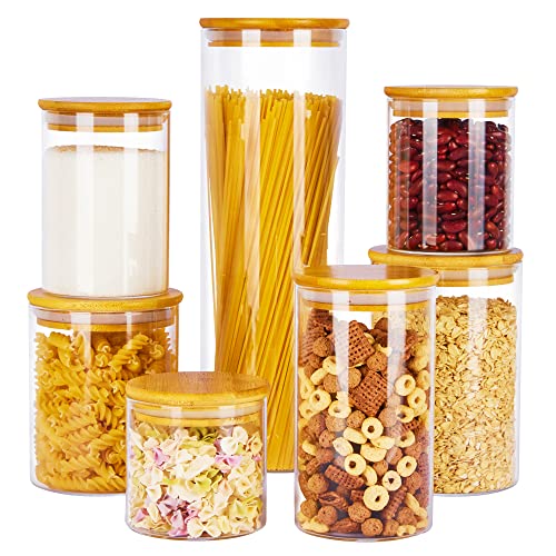 Glass Canisters with Bamboo Covers