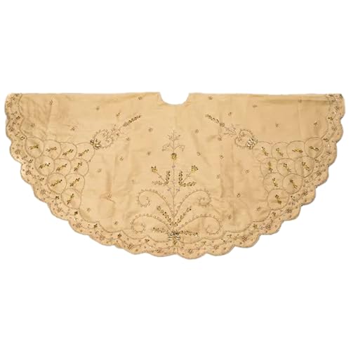 Elegant Gold Embroidered Tree Skirt