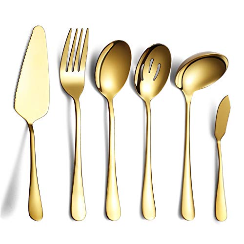 Gold Flatware Set with Serving Utensils