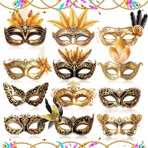 Gold Glittered Photo Booth Masks