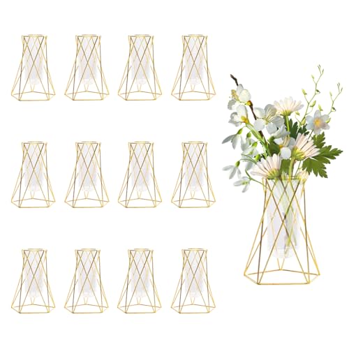 Gold Metal Geometric Vase