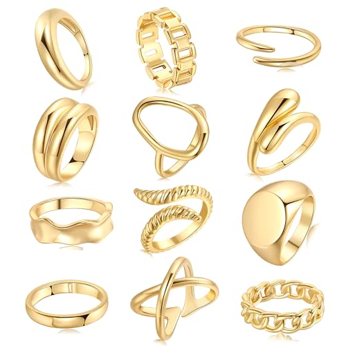 Set of Gold Tone Signet Rings