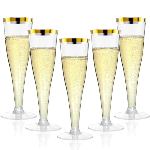 Gold-Trim Champagne Flutes