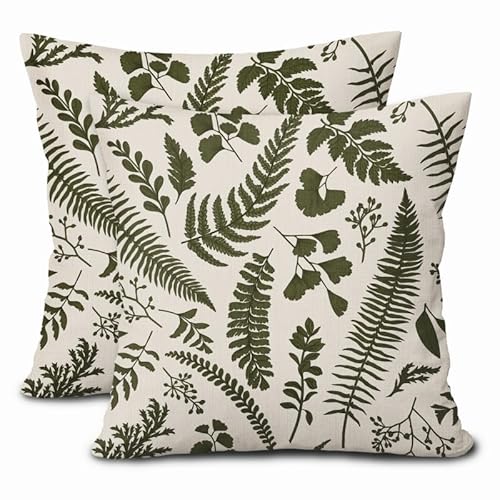Leaf Pattern Green Cushion Covers