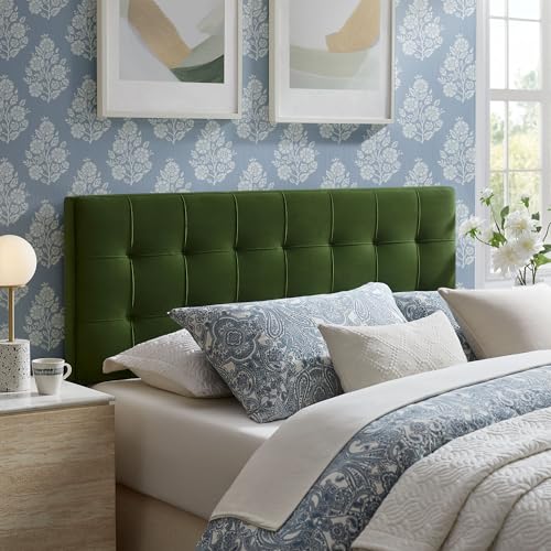 Oversized Velvet Headboard in Green