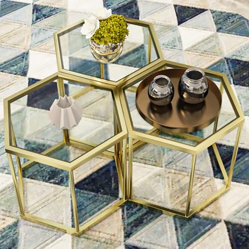 Hexagonal Glass Top Coffee Table