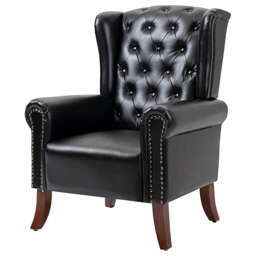 Classic High-Back Leather Armchair